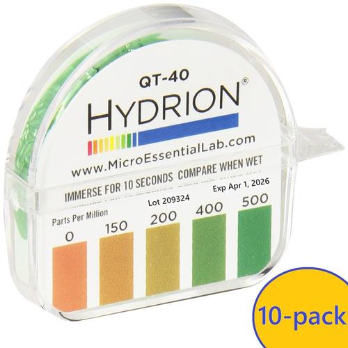 Micro Esential Test Tape Strip QT-40 Quat Dispenser 0-500 PPM 10-Roll Box 4/2026