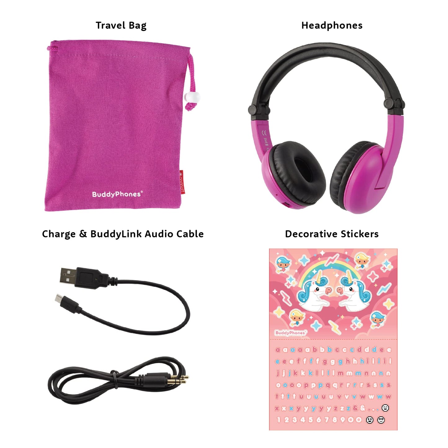 Made for Amazon Volume Limiting Bluetooth BuddyPhones, PlayTime - Pink Ages 3-7