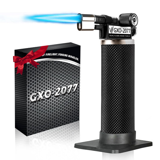 Butane Torch Lighter, Dual Flame Mode Torche, Refillable, Adjustable Flame Blow