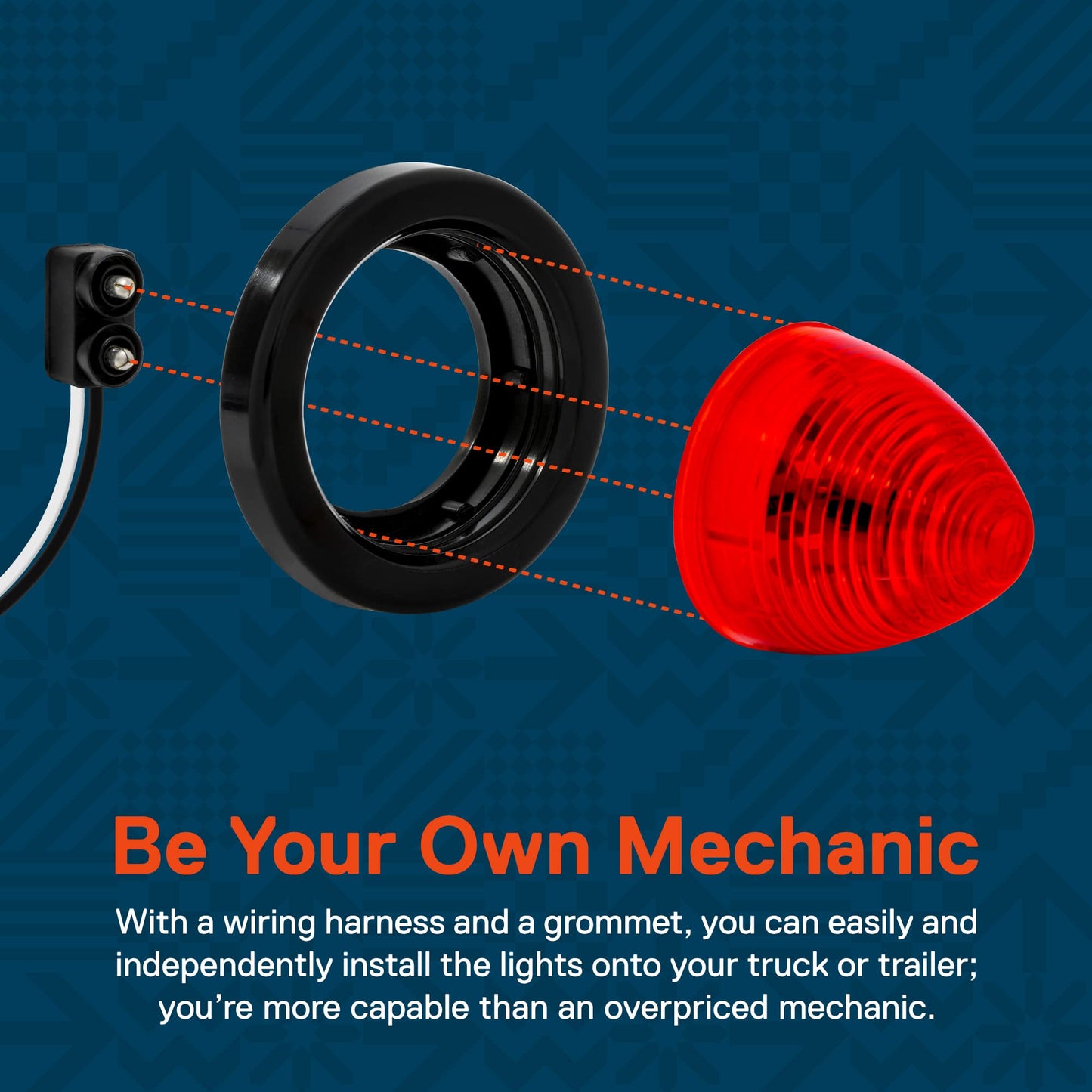 TRUE MODS 2pc, 2 Inch Round Red Beehive LED Boat Trailer Marker Light