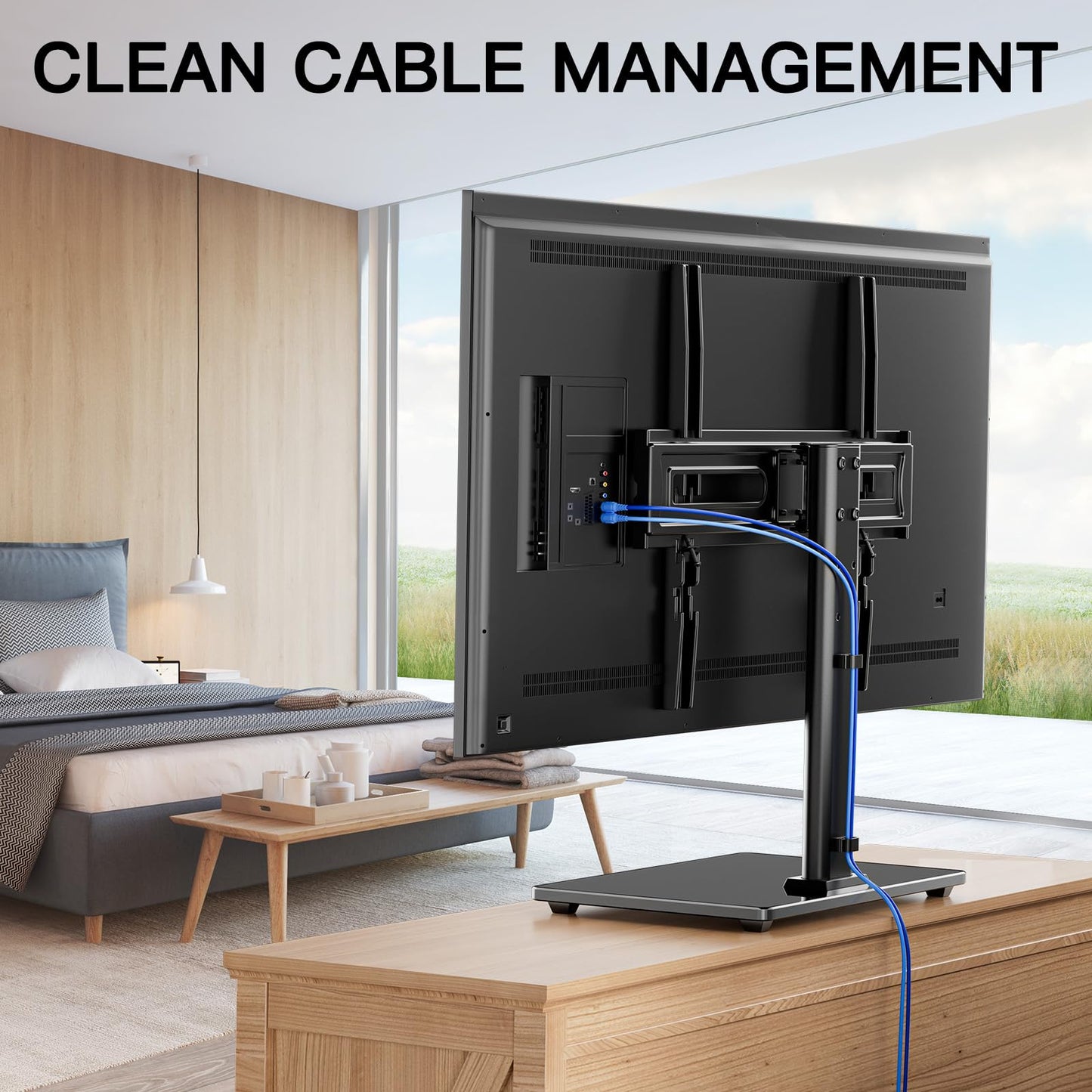 Universal Swivel TV Stand Table Top 32-65 inch TV Height Adjustable Heavy Duty