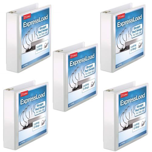 5-Pack - 2" D-Ring Binder, 425 Sheet Capacity, ClearVue Cover, White (49120)