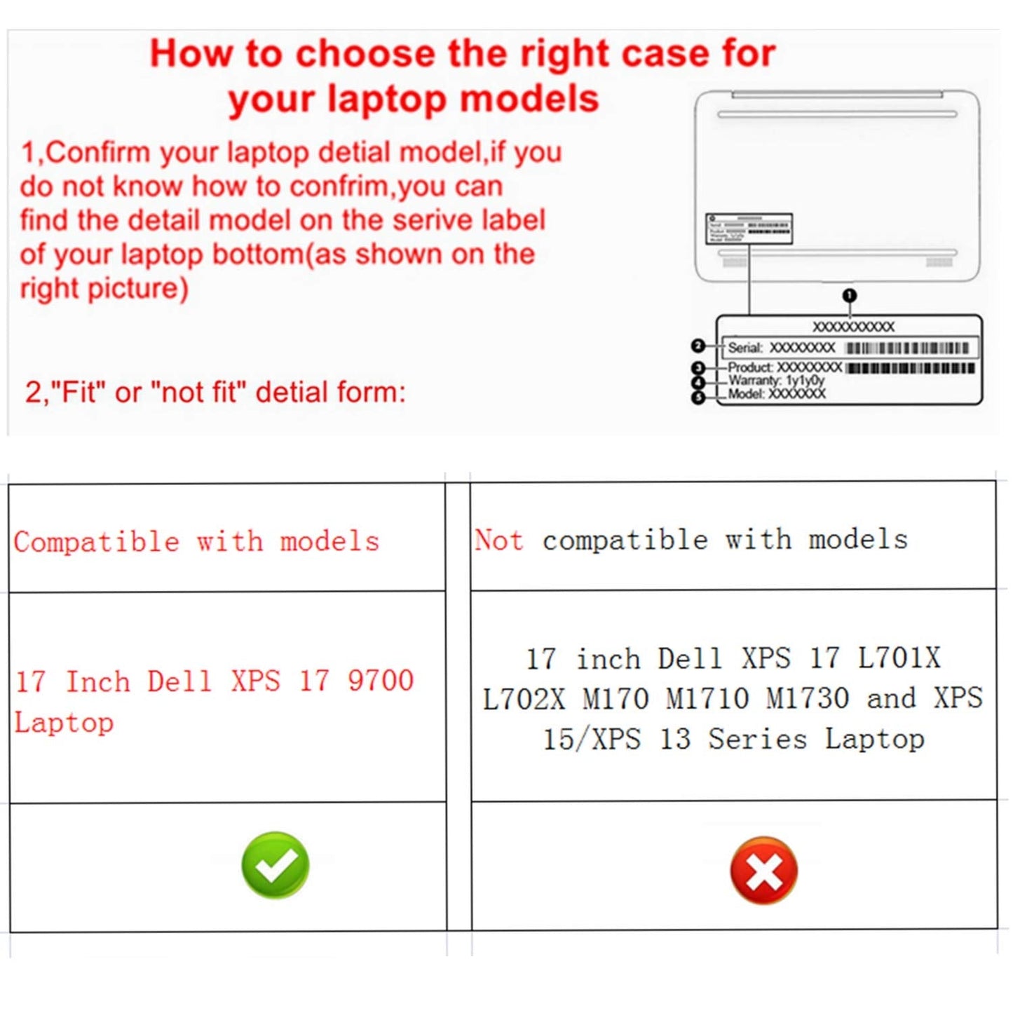 Protective Cover Case for17"Dell 17 9700/XPS 17 9710/XPS 17 9720/XPS 17 9730 Red