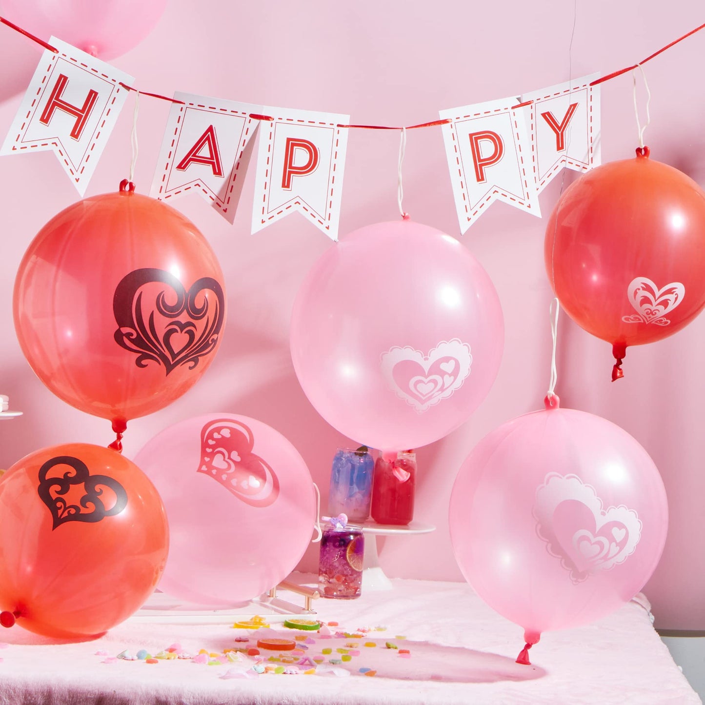 30 Valentines Day Cards w/ Punch Ball Balloon, Classroom Exchange Party Favors