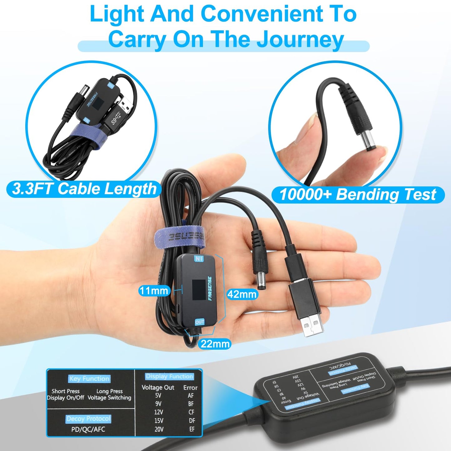 USB C to DC Adapter,Barrel PD Trigger Cable 3.3ft with USB C Male to Femal/USB