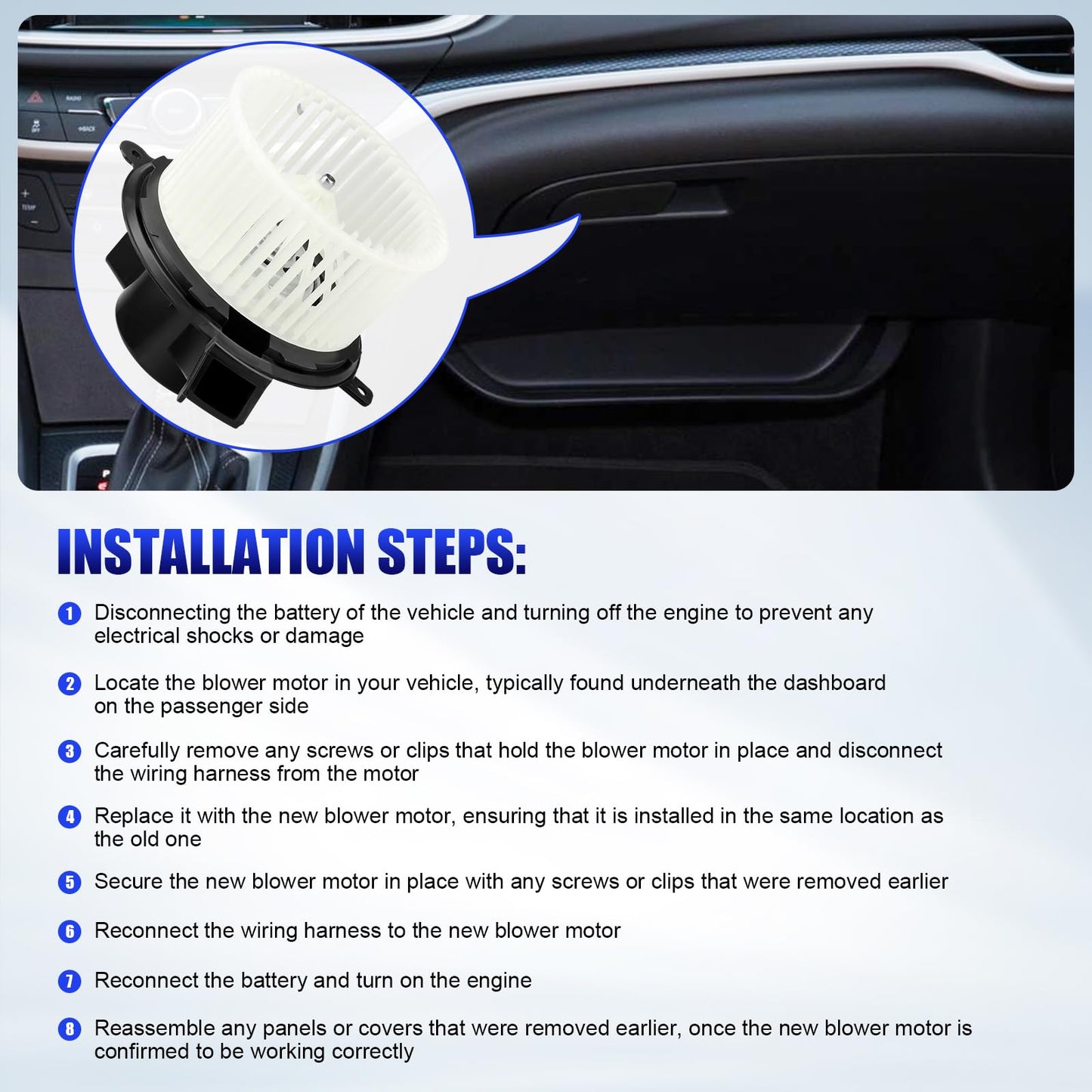 HVAC AC Blower Motor/Fan Fits Select Chevy, GMC, Saturn, Buick, Replaces 700236