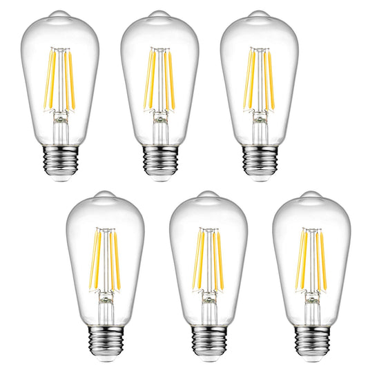Dimmable Vintage LED Edison Bulbs, 60W, 700lm, Warm White 2700K, E26 Pack of 6