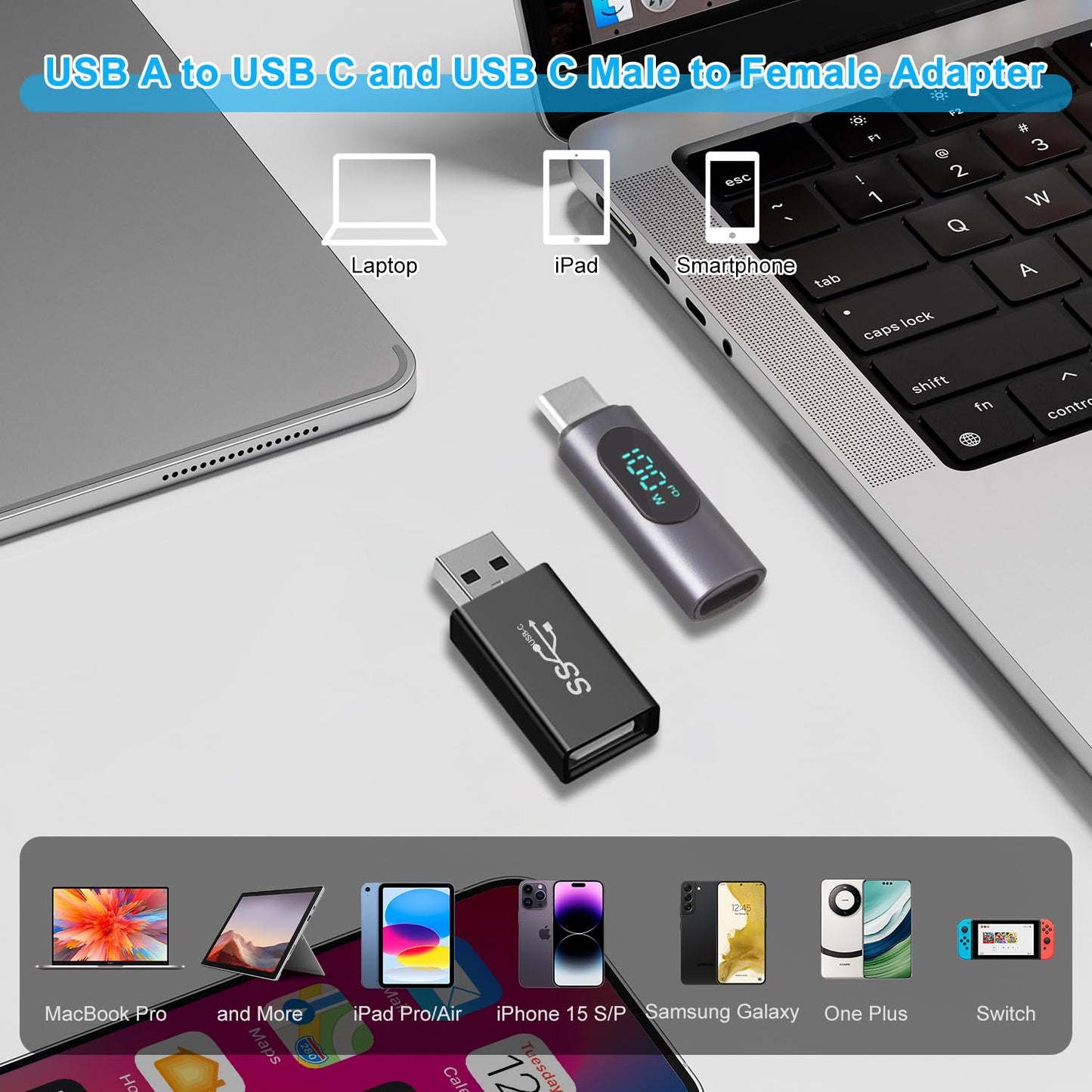 USB C to DC Adapter,Barrel PD Trigger Cable 3.3ft with USB C Male to Femal/USB