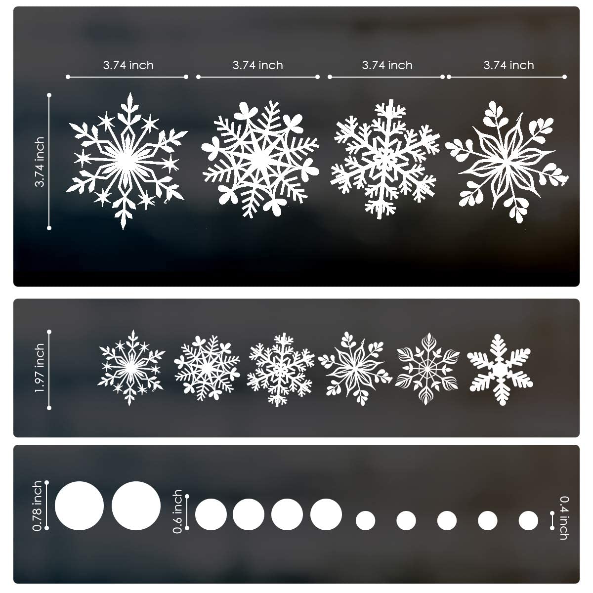 318 Pcs Snowflakes Clings Decoration White Christmas Window Stickers 10 Sheets