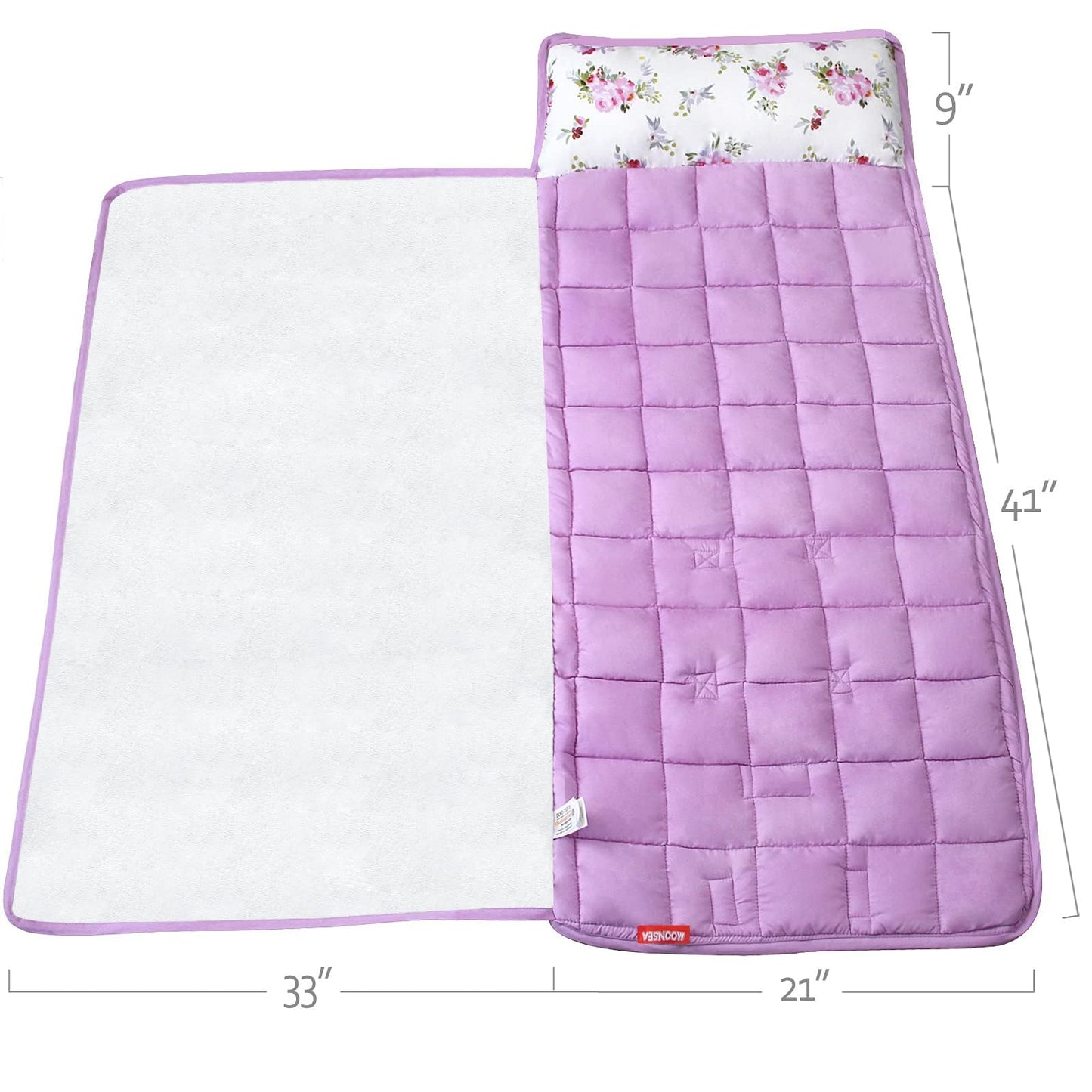 Toddler Nap Mat for Girls Floral with Pillow and Fleece Blanket, Lightweight