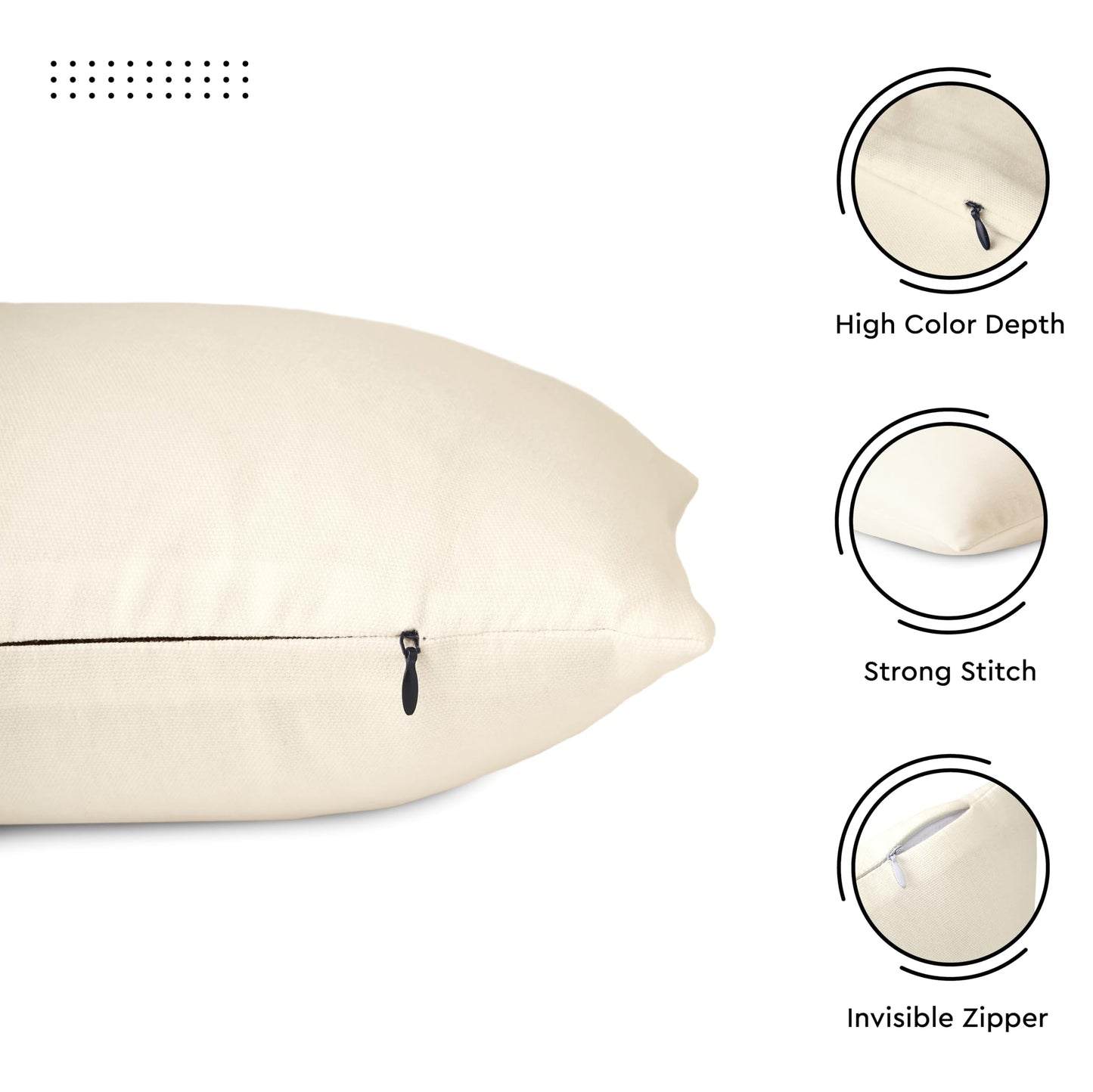 Canvas Throw Pillow Covers Pack of 4 Natural 18"x18" No Insert with Hidden Zippe