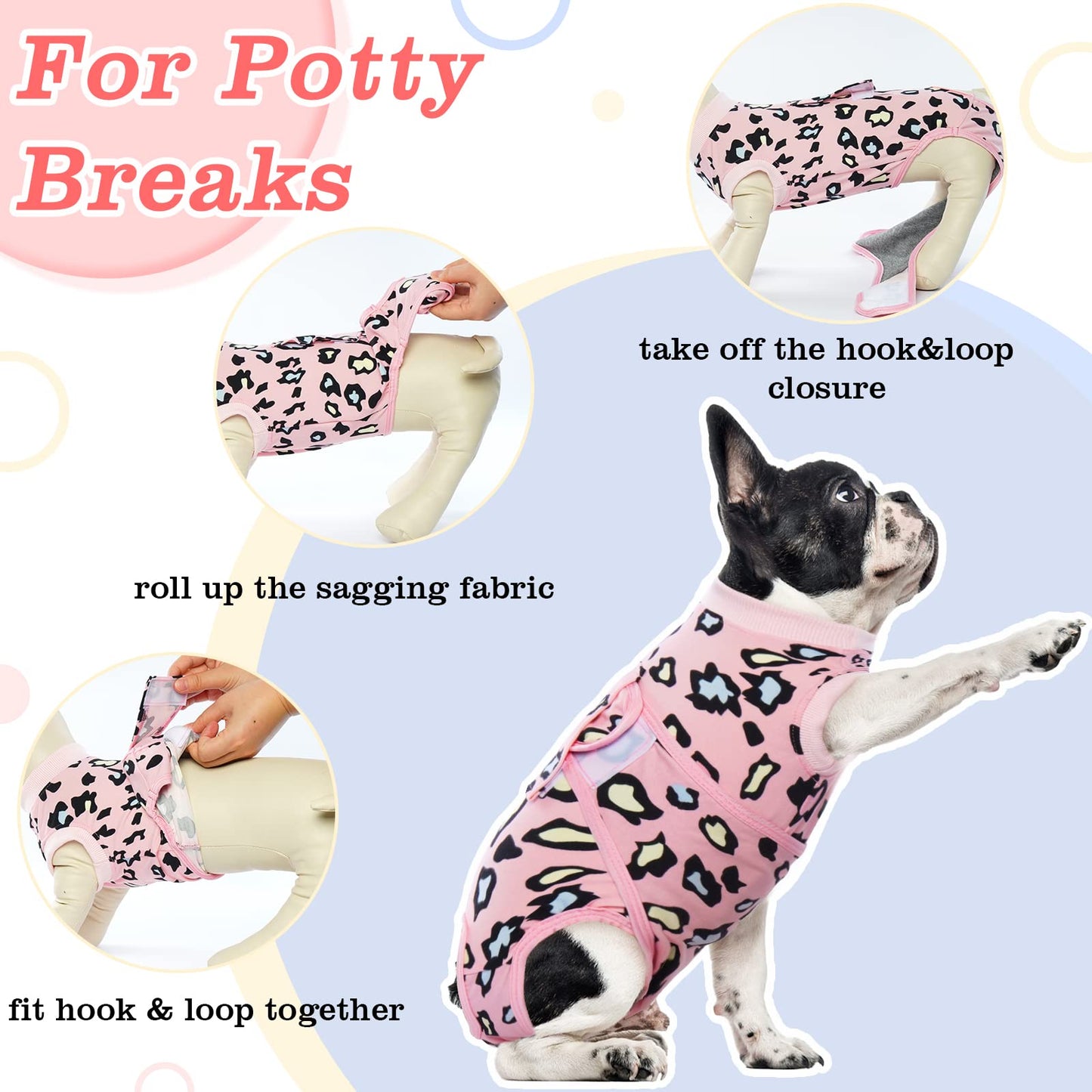 Recovery Suit for Dogs After Surgery Soft Breathable Dog - Pink Leopard XXL