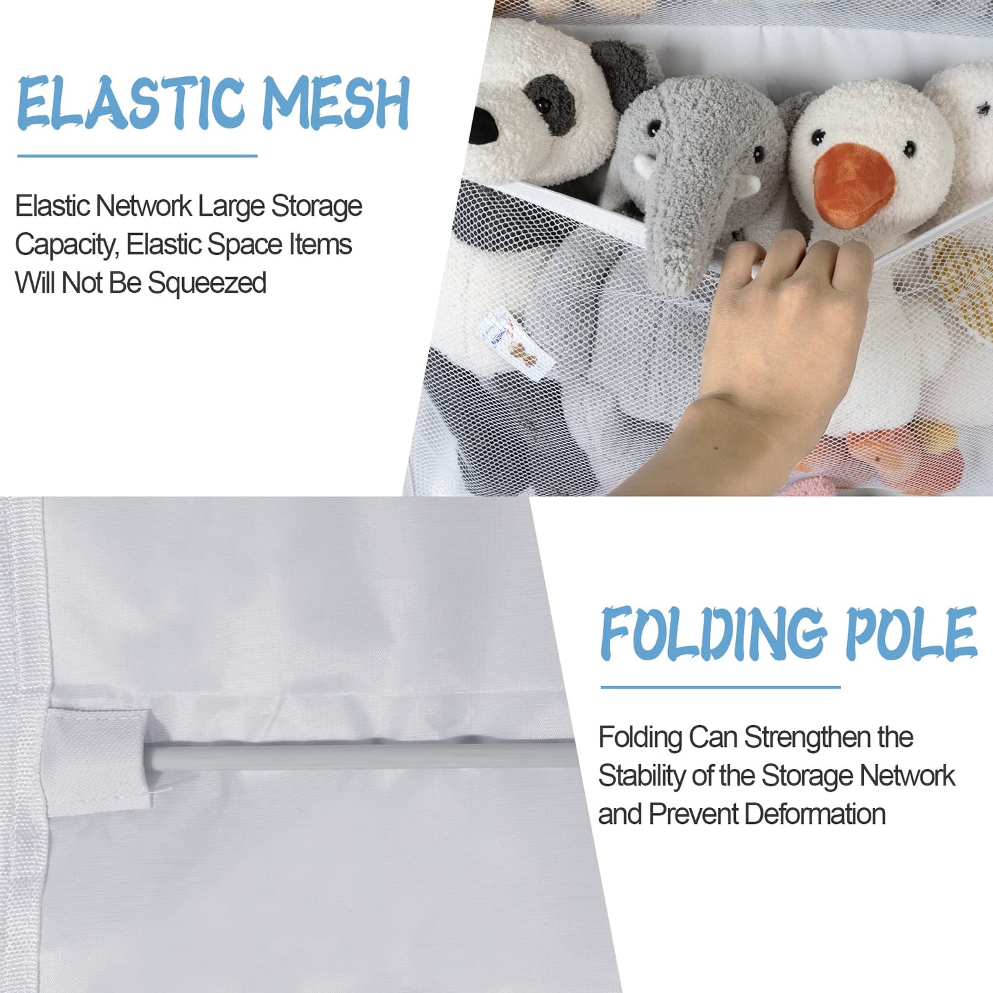 Stuffed Animal Storage, Plus Size Over The Door Organizer Storage Pocket (White)