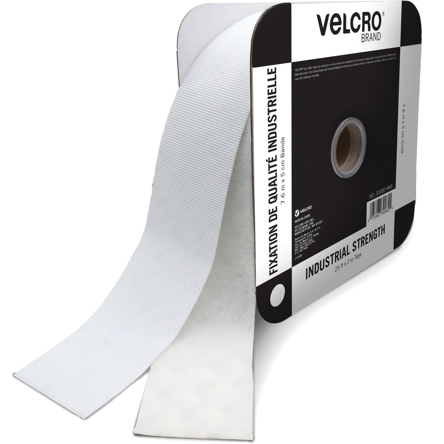 VELCRO 25 Ft Bulk Roll 2" Wide, Industrial Strength Strong Hold - White