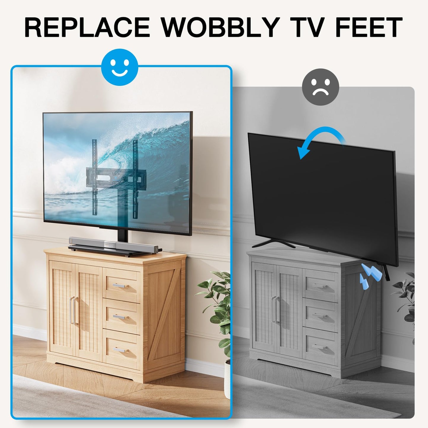 Universal Swivel TV Stand Table Top 32-65 inch TV Height Adjustable Heavy Duty
