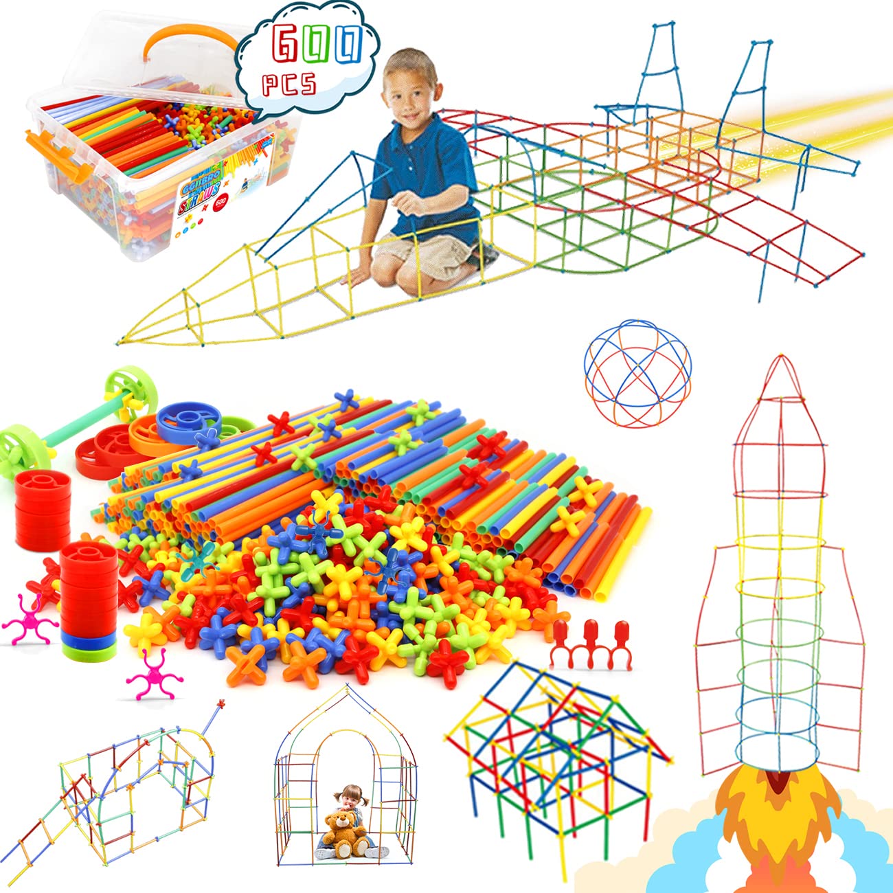 STEM Building Toys 600Pcs Straw Construction Educational Creative Engineering
