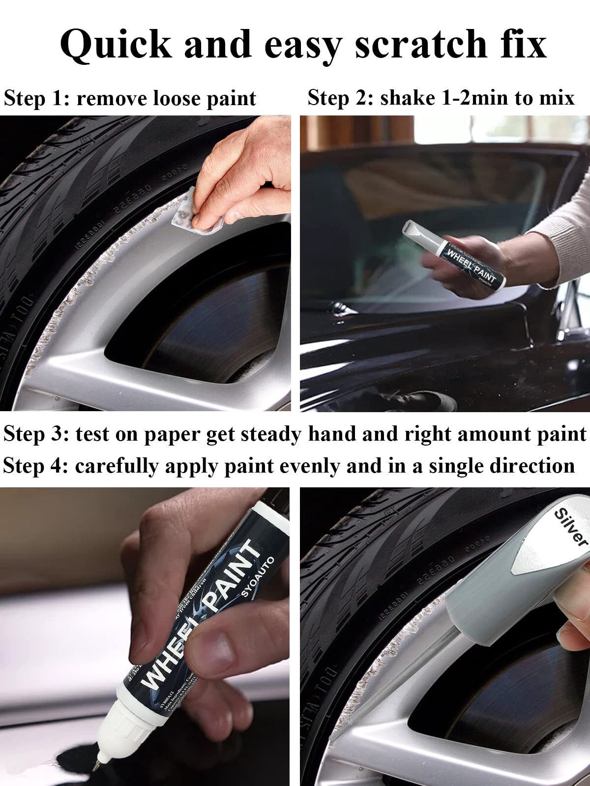 Matte Black Rim Touch Up Paint Wheel Scratch Repair Pen for Car Wheel Rims