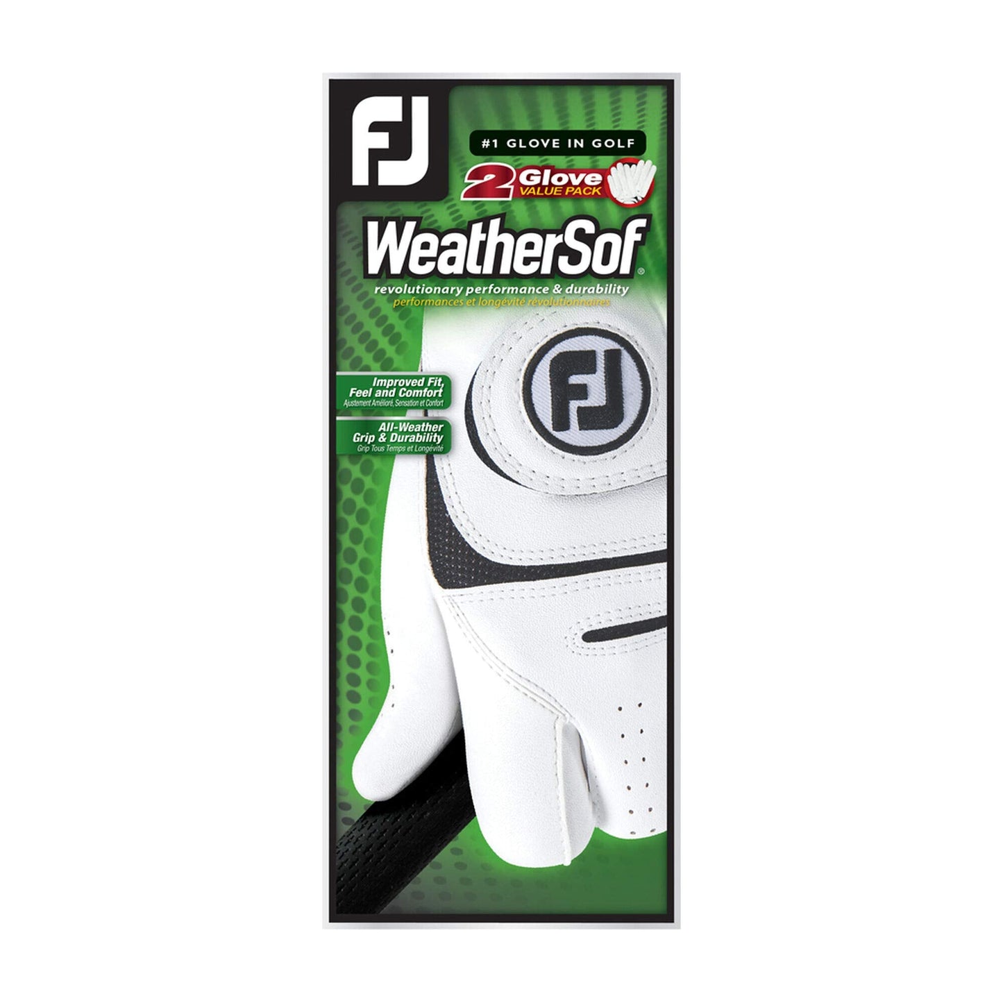 FootJoy Men's WeatherSof 2-Pack Golf Glove White Cadet Large, Worn on Left Hand