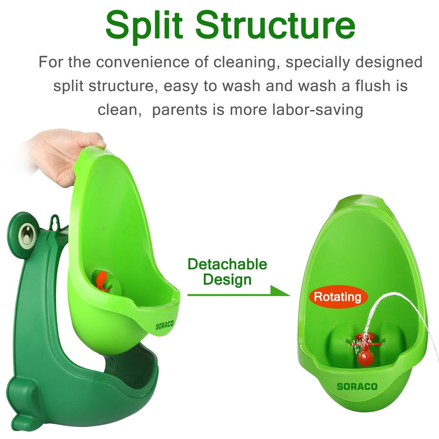 Frog Potty Training Urinal for Toddler Boys with Funny Aiming Target, (Green)