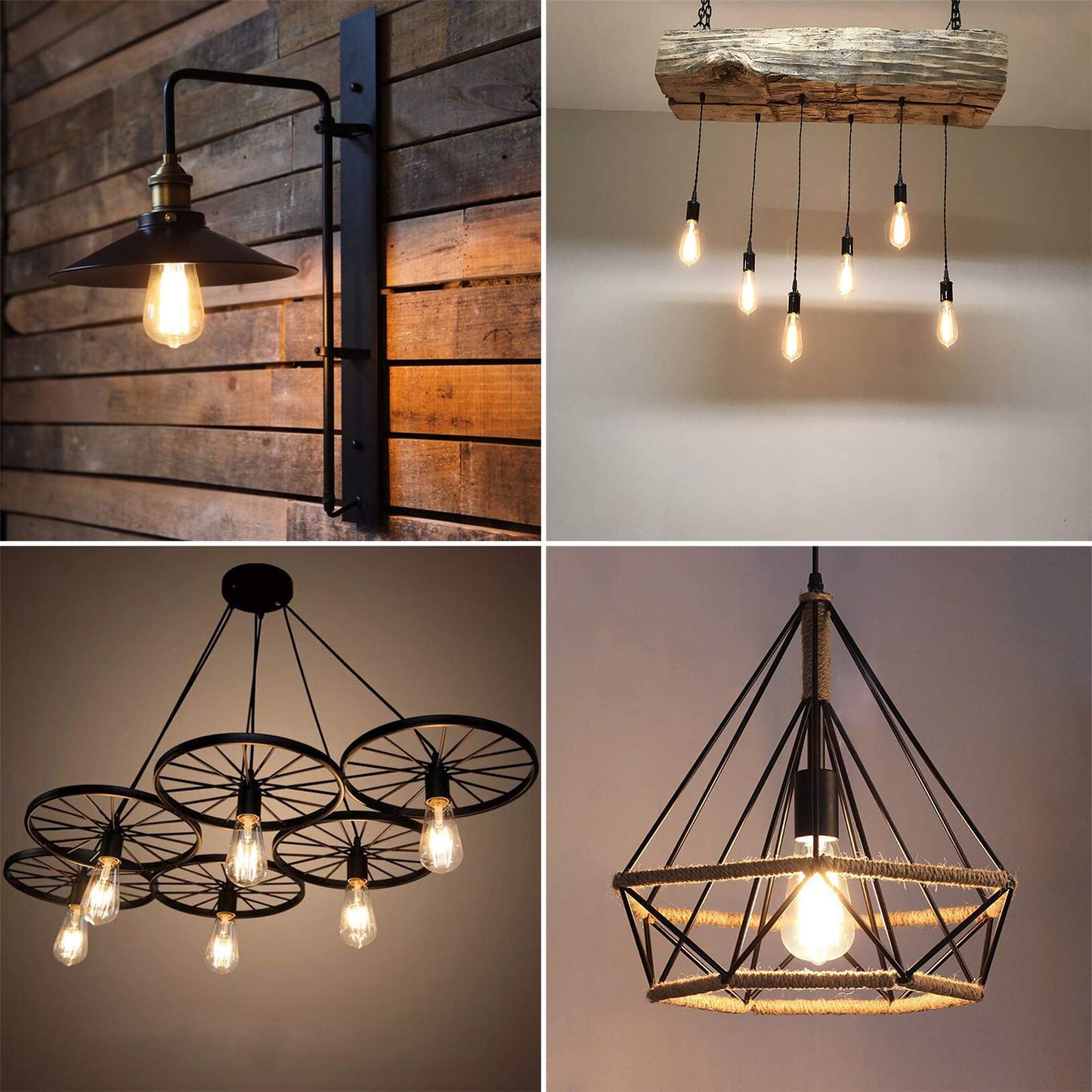 Dimmable Vintage LED Edison Bulbs, 60W, 700lm, Warm White 2700K, E26 Pack of 6