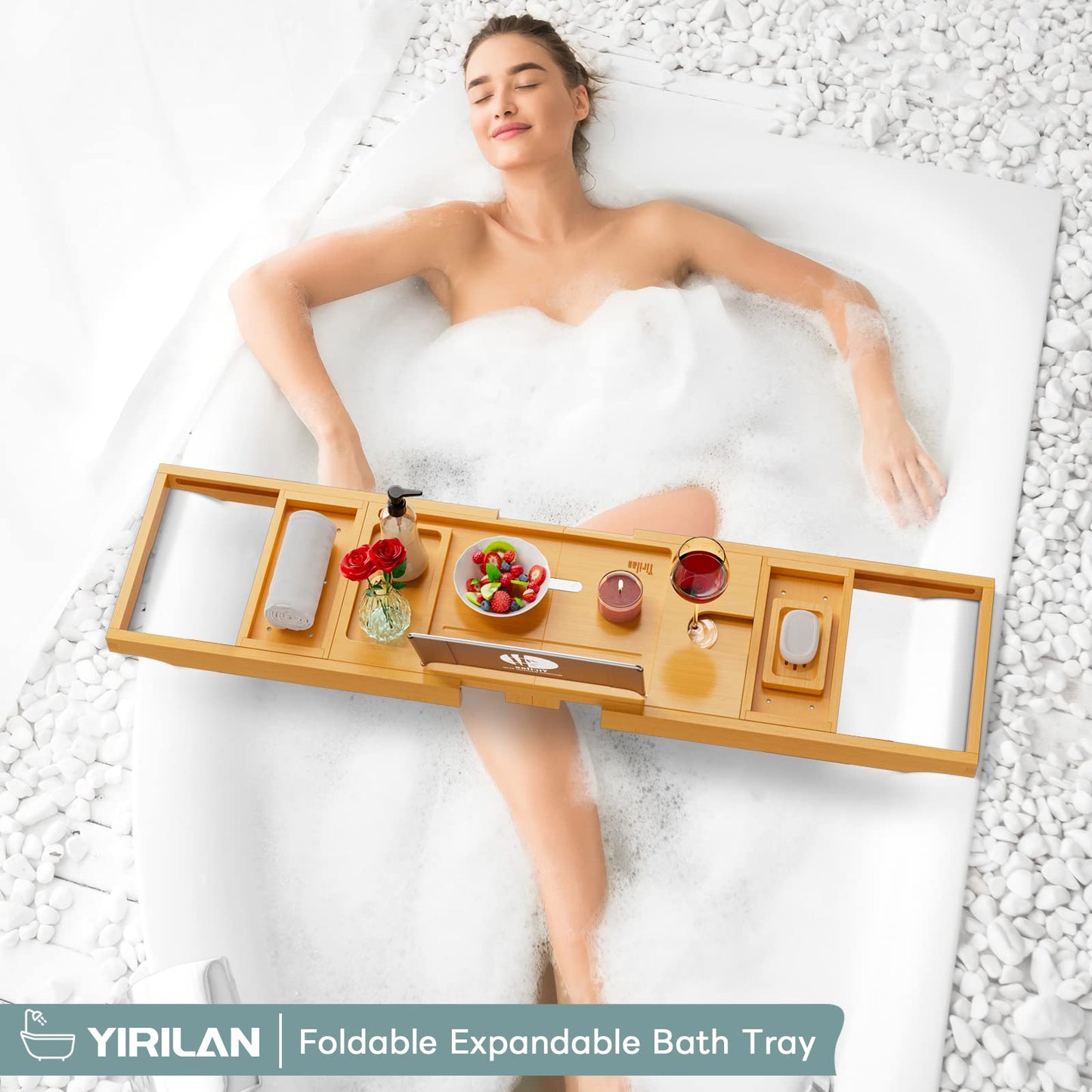 Premium Bathtub Tray Caddy - Expandable Bath Tray - Unique House Warming Gifts
