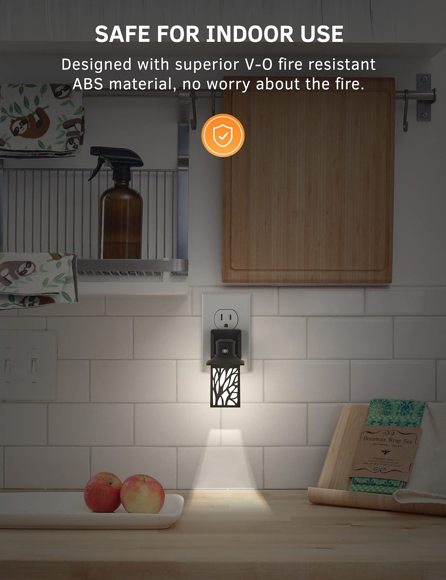 Night Light Plug in, 5000K Daylight, Dimmable (30/60lm), Vintage Black 6 Pack