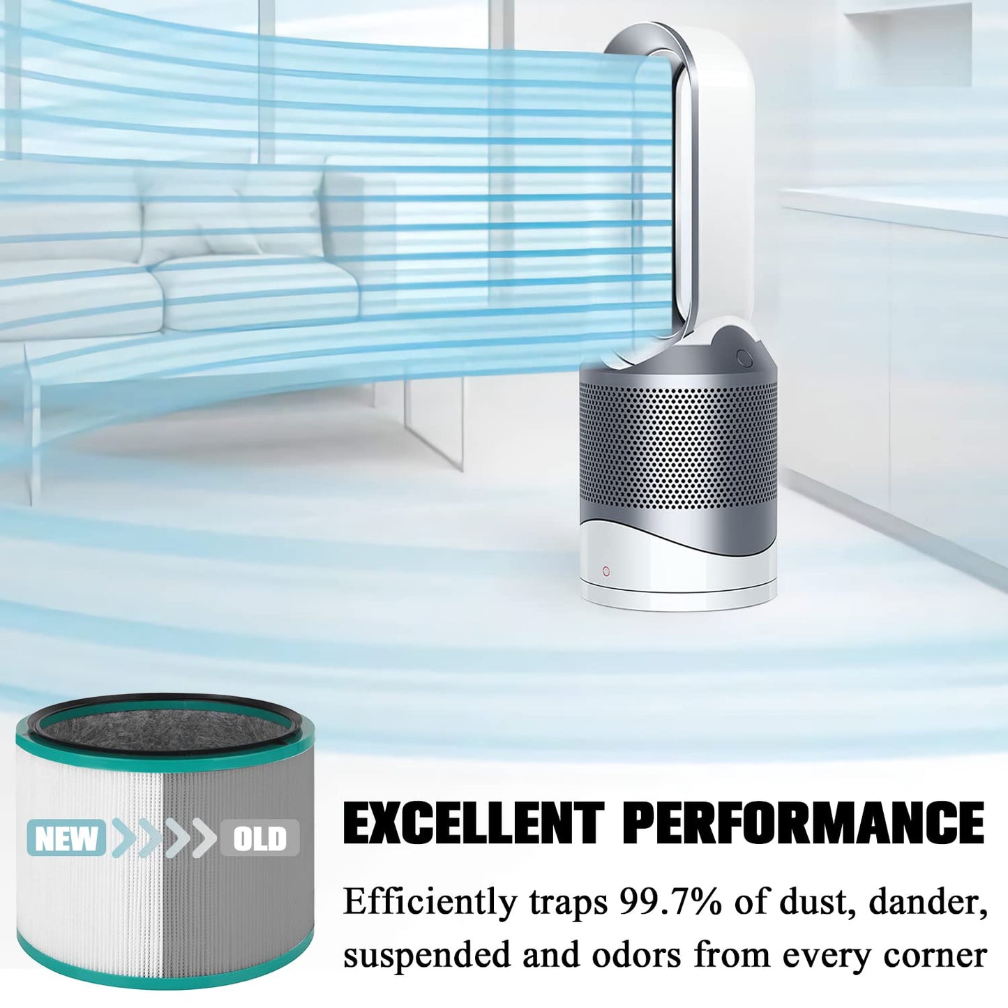 Air Filter Replacement for Dyson DP01 DP02 Desk Air Purifiers, Part # 968125-03