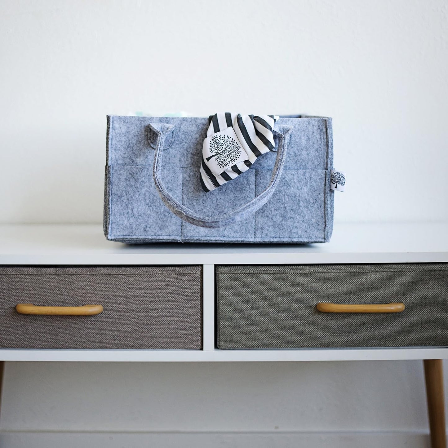 Parker Baby Diaper Caddy - Nursery Storage Bin and Car Organizer, Regular - Gray