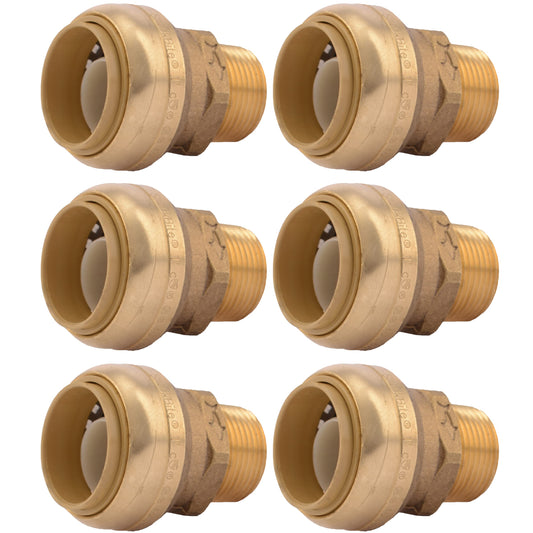 SharkBite U142LF Male 1x3/4" MNPT Adapter, 6pack, Push-to-Connect PEX CPVC PE-RT