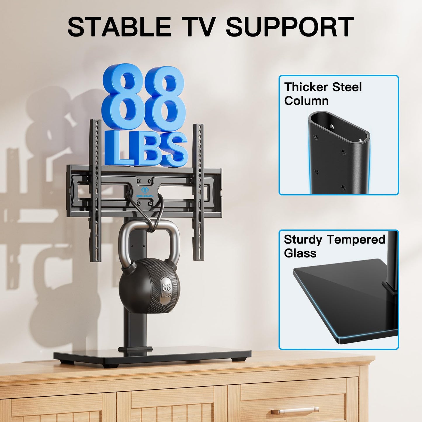Universal Swivel TV Stand Table Top 32-65 inch TV Height Adjustable Heavy Duty