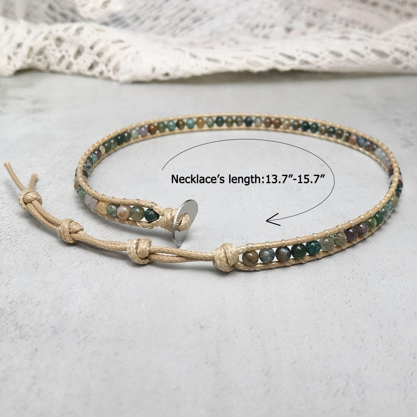 Beaded Gemstone Necklace Agate Stone Colorful Beaded Boho Bracelet for Women/Men