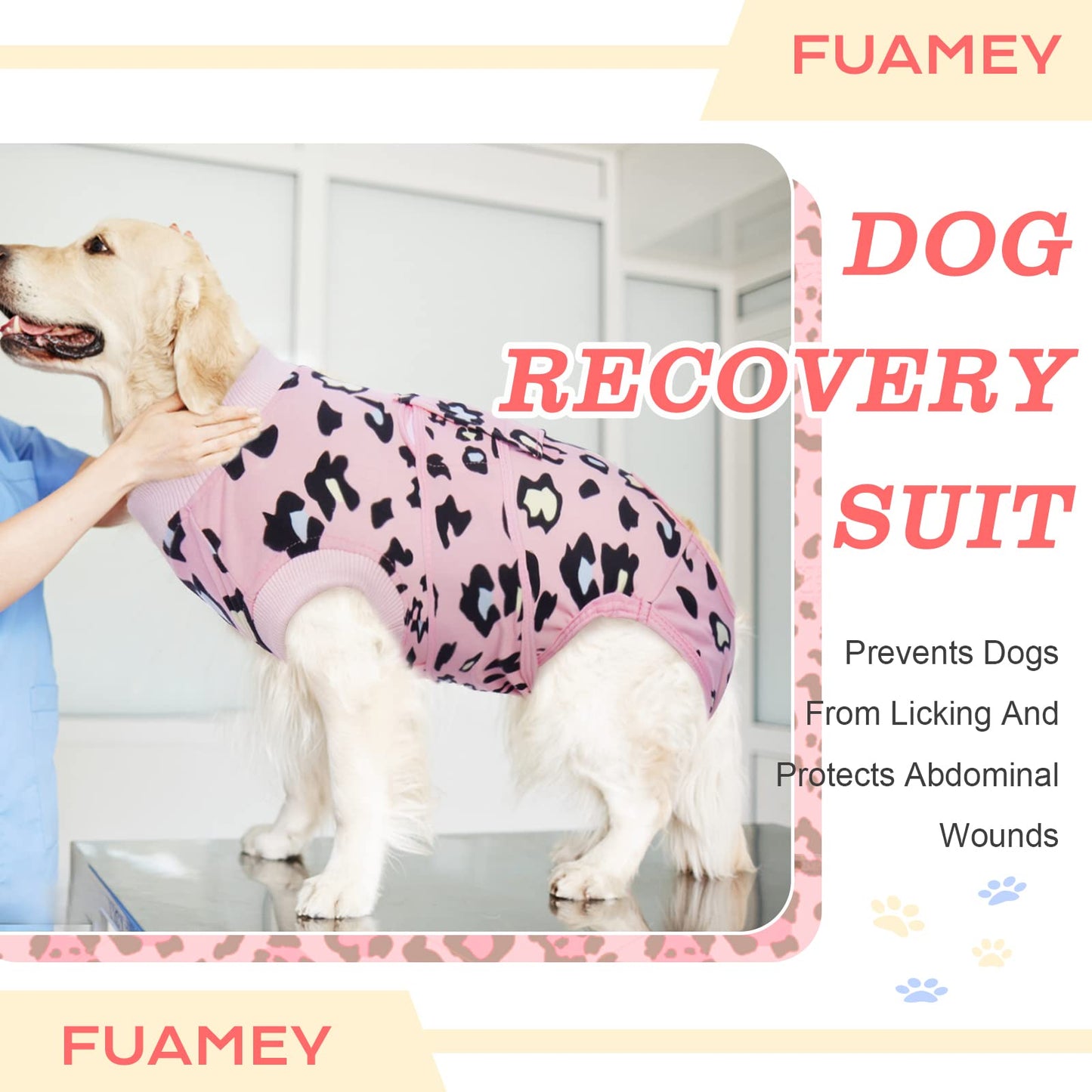 Recovery Suit for Dogs After Surgery Soft Breathable Dog - Pink Leopard XXL