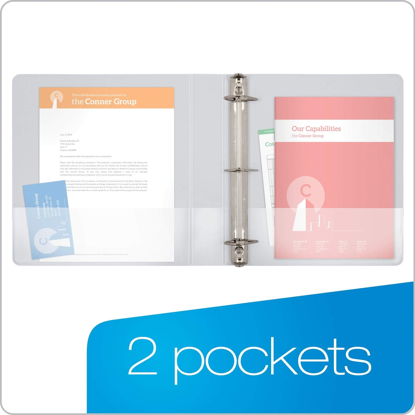 5-Pack - 2" D-Ring Binder, 425 Sheet Capacity, ClearVue Cover, White (49120)