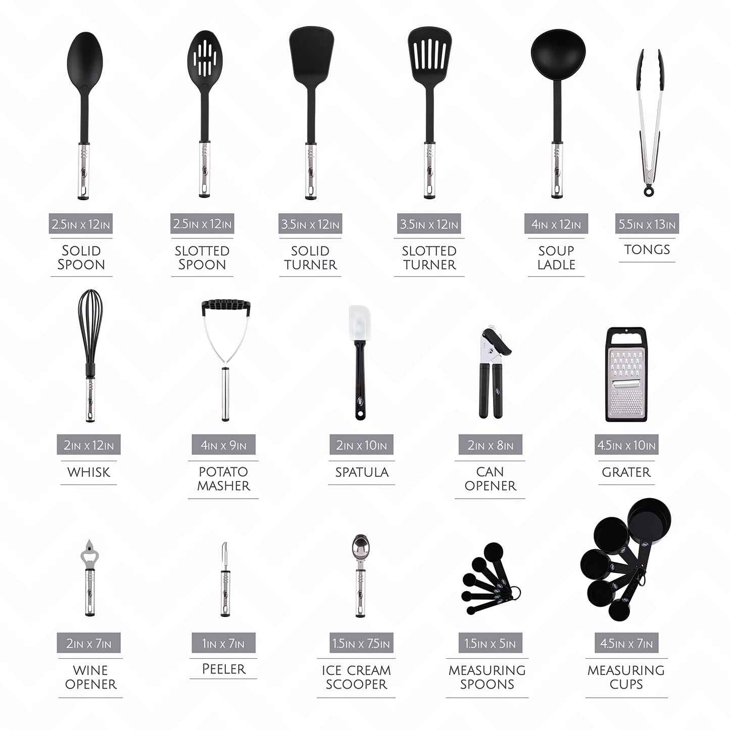 Kitchen Utensils Set, Cooking Utensil Set 24 Pcs Nylon and Stainless Steel