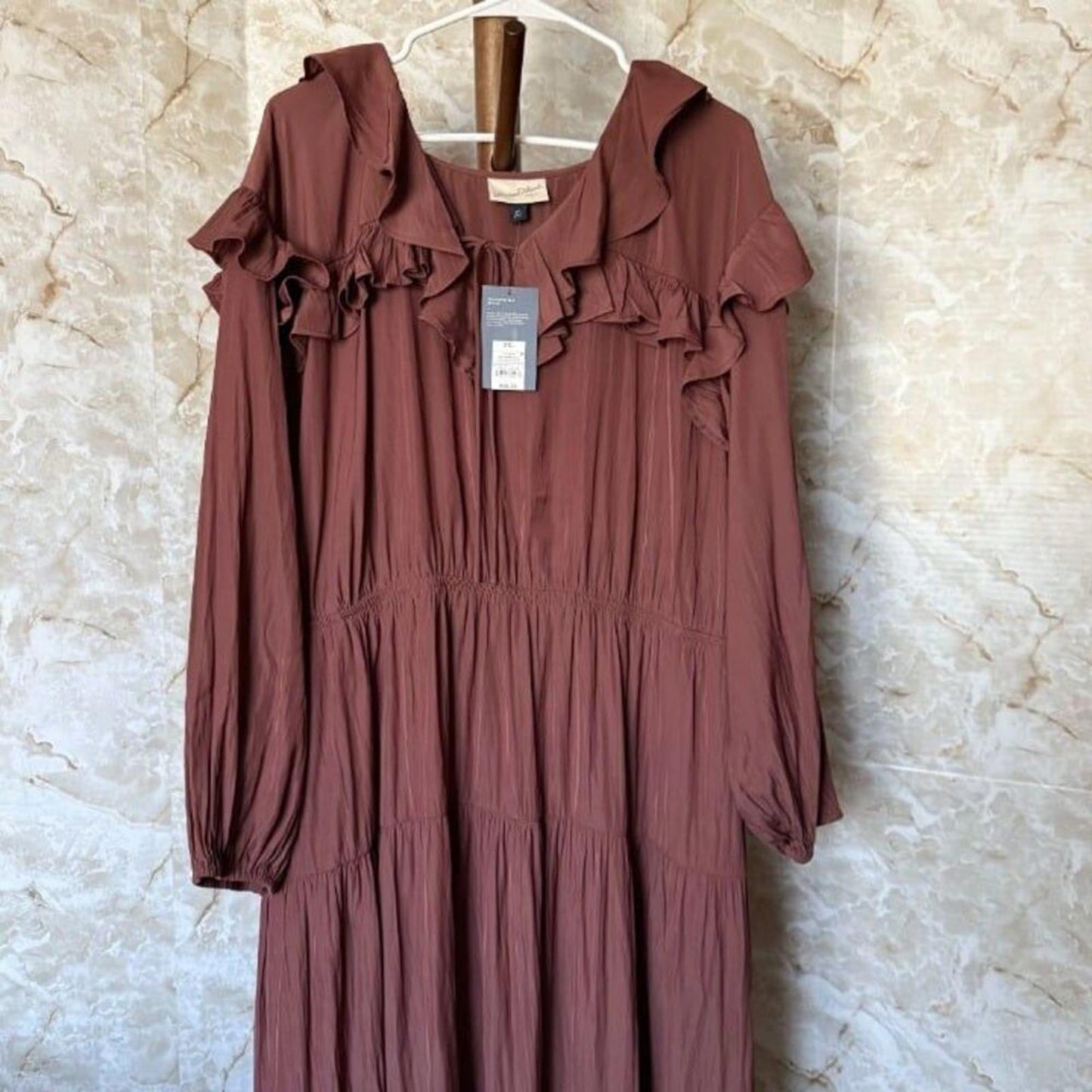 Universal Thread Maxi Dress Long Sleeve Ruffle Maxi A-Line Dress