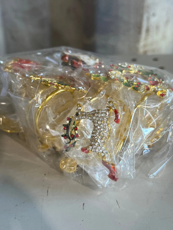 12 Pack Gold Christmas Napkin Rings, Assorted Designs
