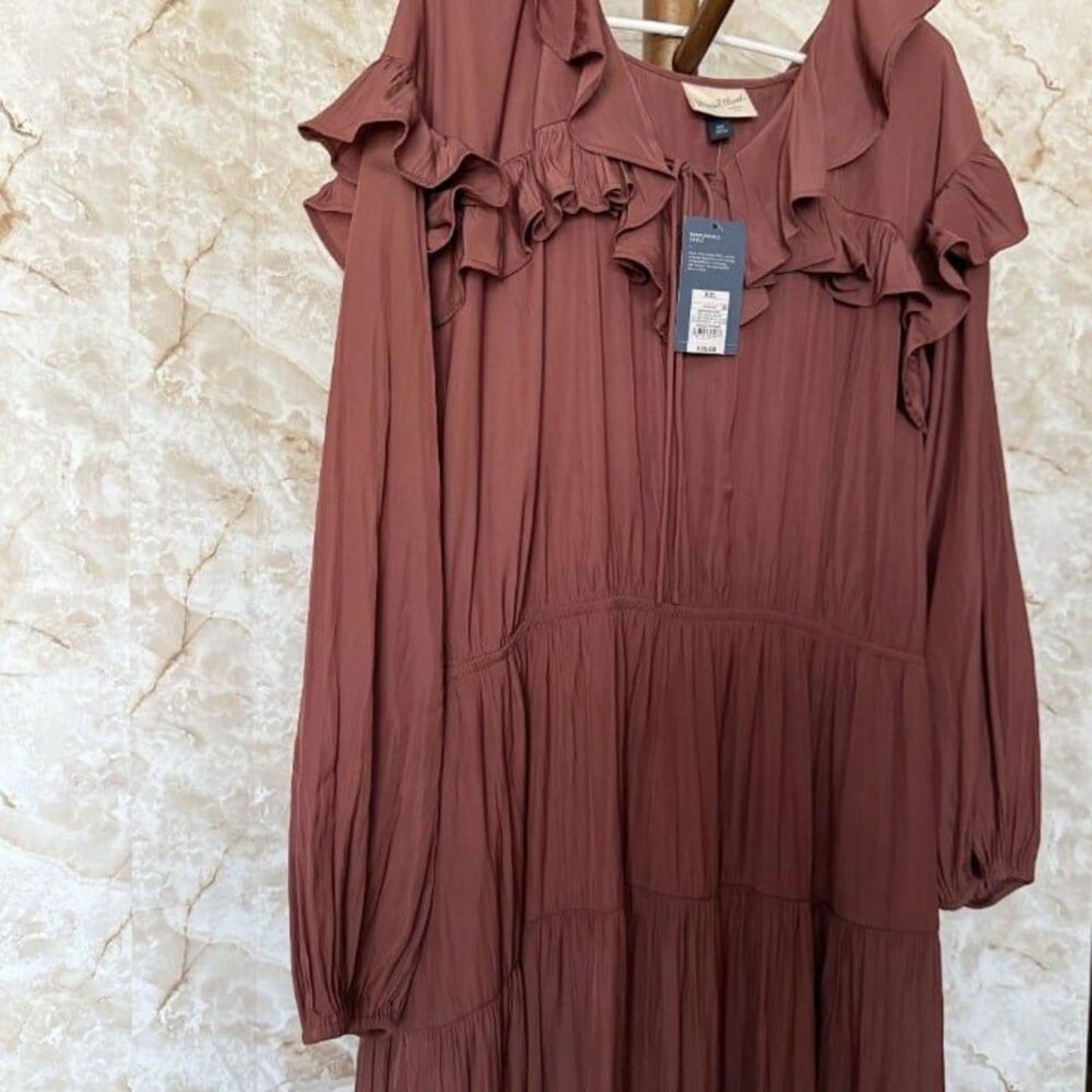 Universal Thread Maxi Dress Long Sleeve Ruffle Maxi A-Line Dress