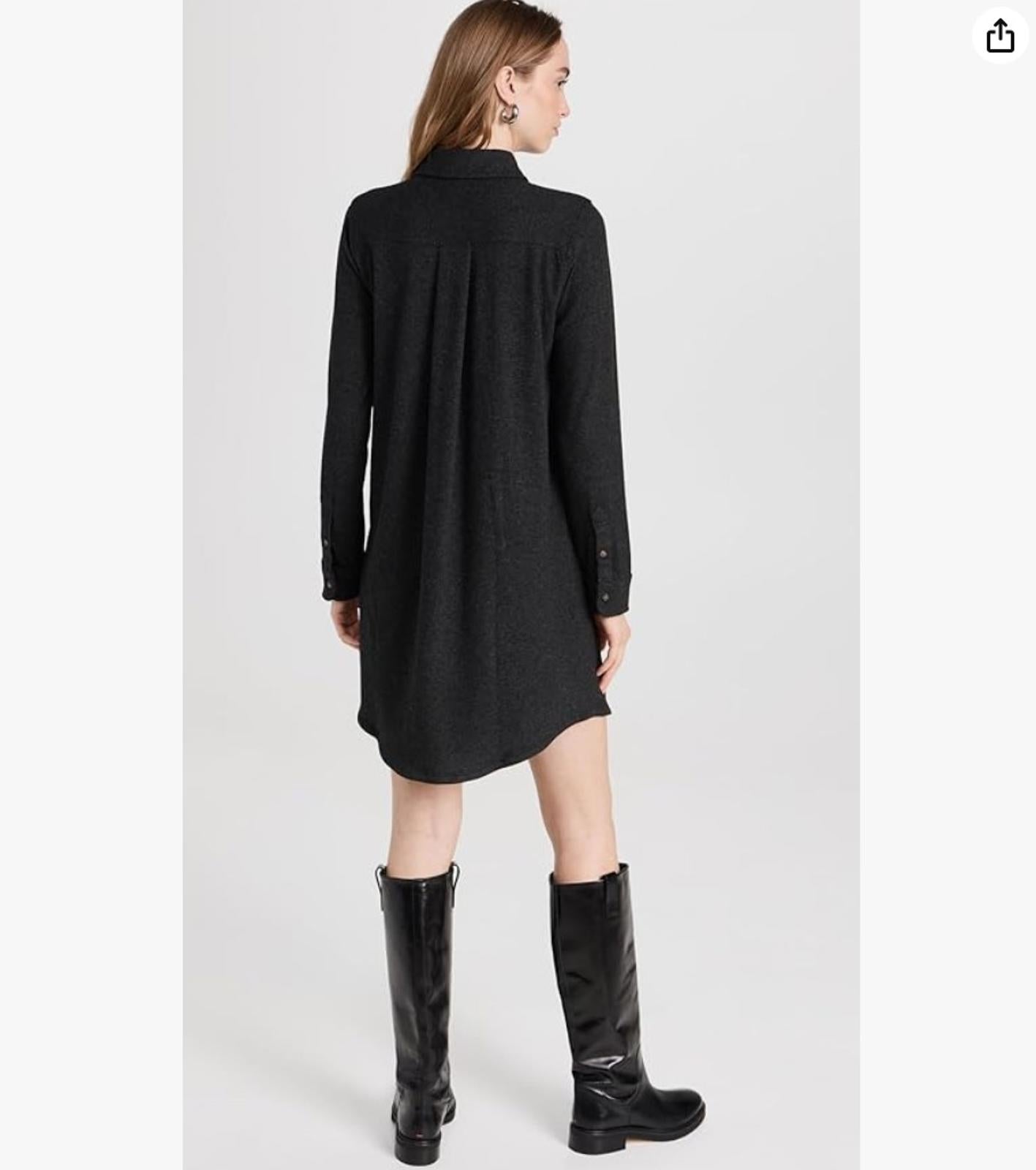 Faherty Women's Legend Long Sleeve Black Shirt Sweater Dress