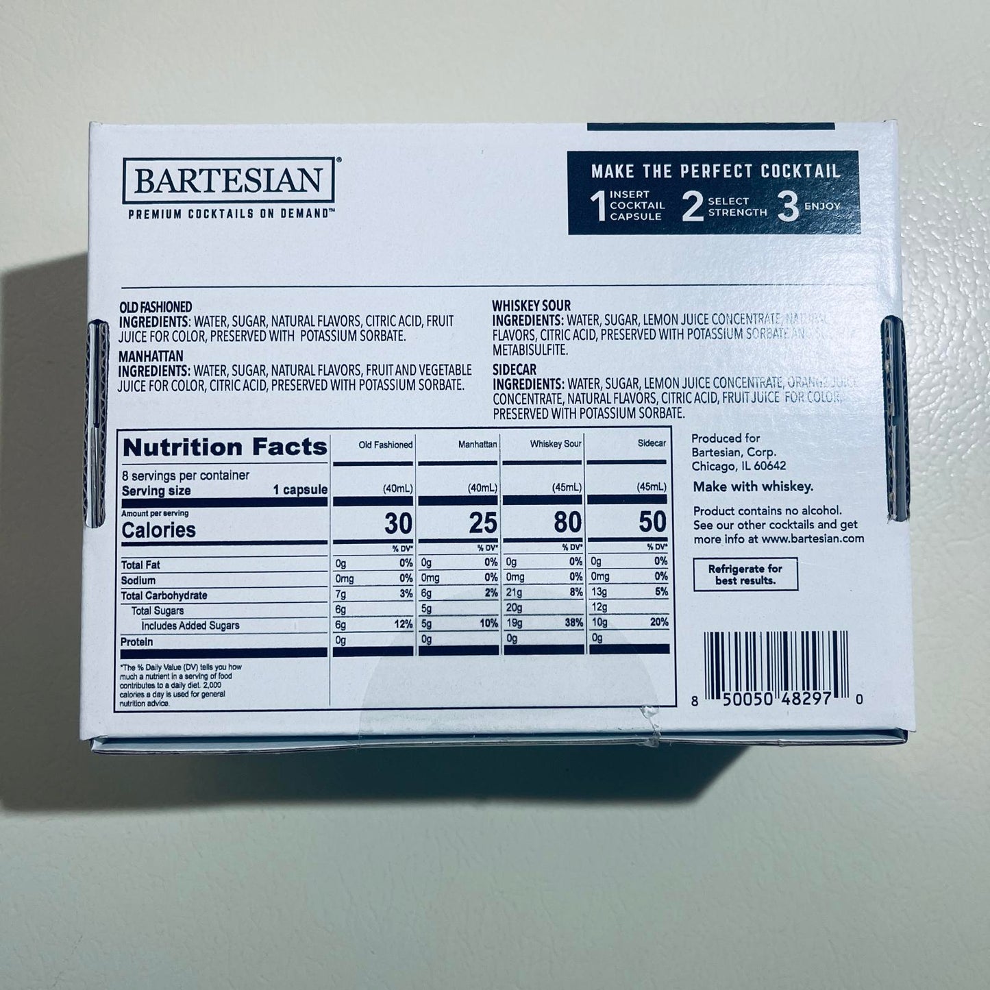Bartesian The Whiskey Lovers Collection Cocktail Mix Capsules EXP 6/2025