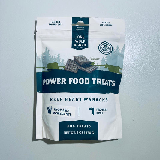 Lone Wolf Ranch Power Food Treats Beef Heart Dog Treats 6 oz BEST by 3/3/26