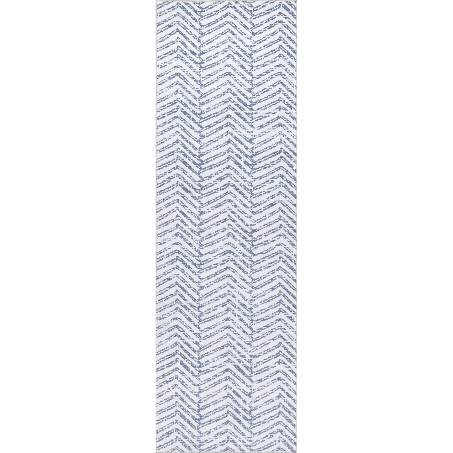 nuLOOM Rosanne Machine Washable Geometric Ultra Thin Runner Rug 2' 6" x 12' Blue