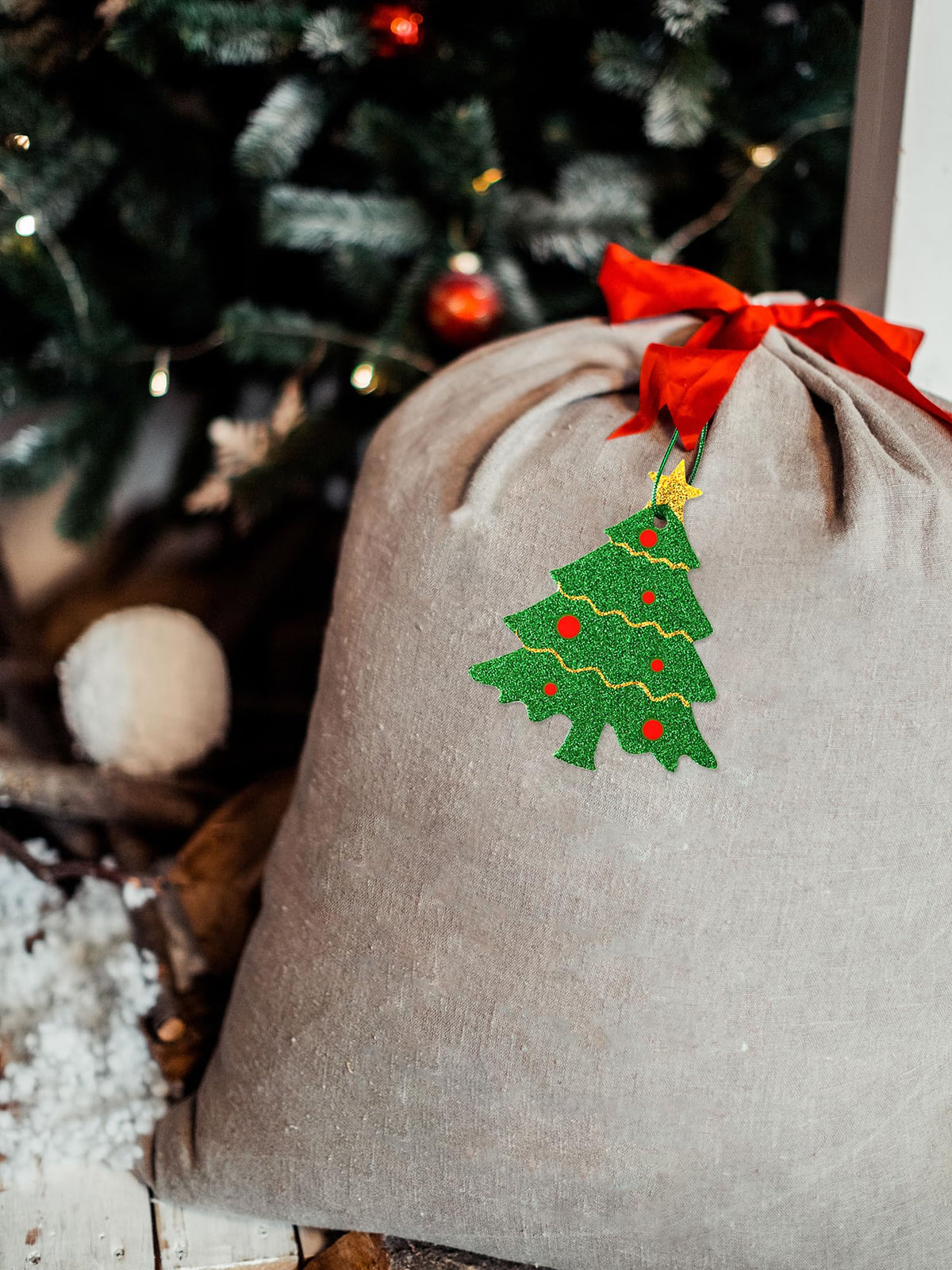 80 Pcs Large Christmas Gift Tags with Strings, 20 Designs, Glitter - view 9 of 9