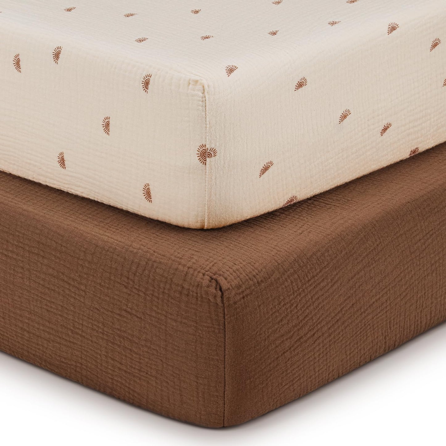 Blissful Diary Muslin Crib Sheets Boho Neutral Soft Cotton Baby  52''x28'' 2Pack