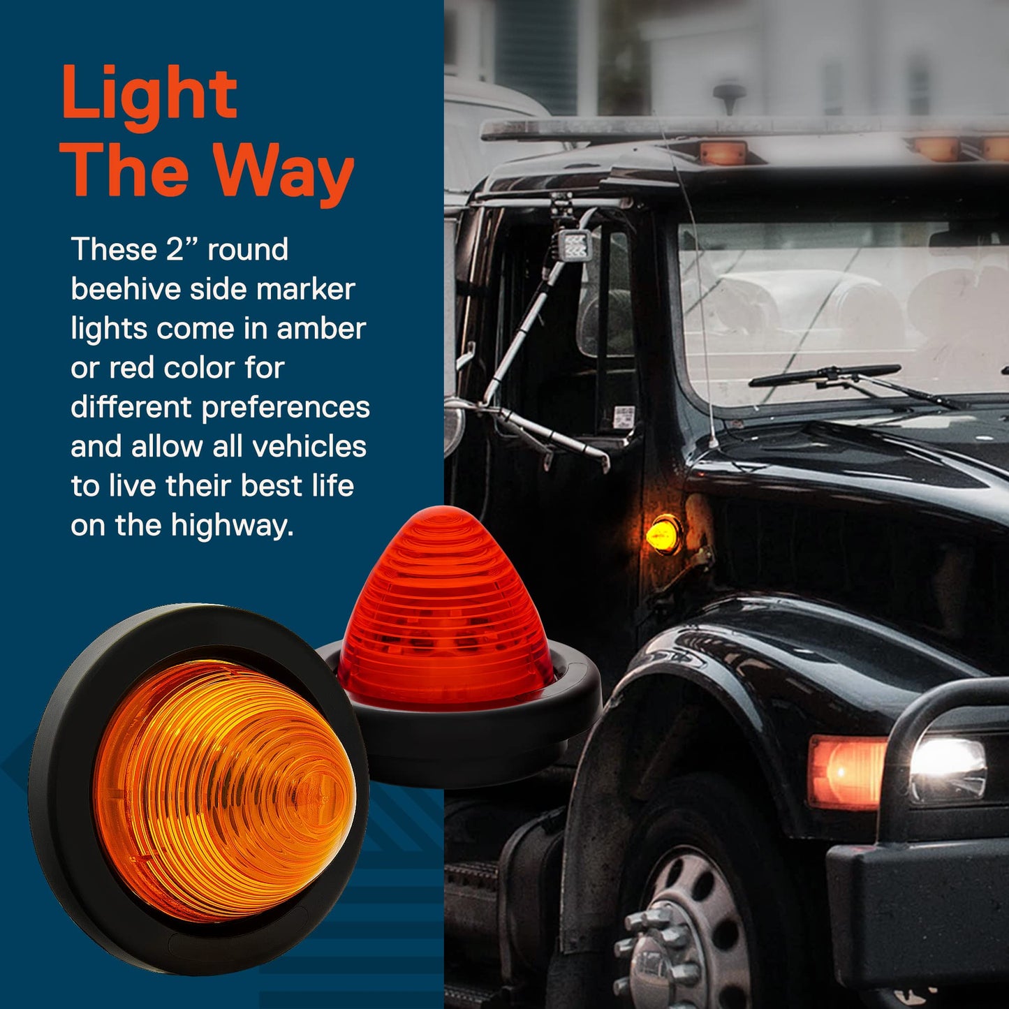 TRUE MODS 2pc, 2 Inch Round Red Beehive LED Boat Trailer Marker Light