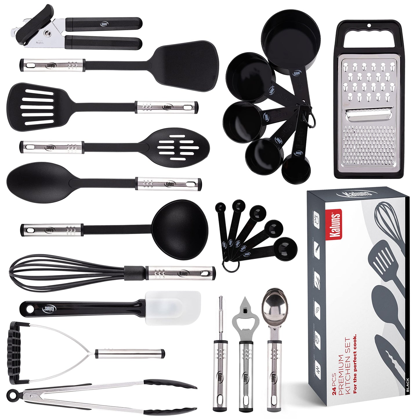 Kitchen Utensils Set, Cooking Utensil Set 24 Pcs Nylon and Stainless Steel