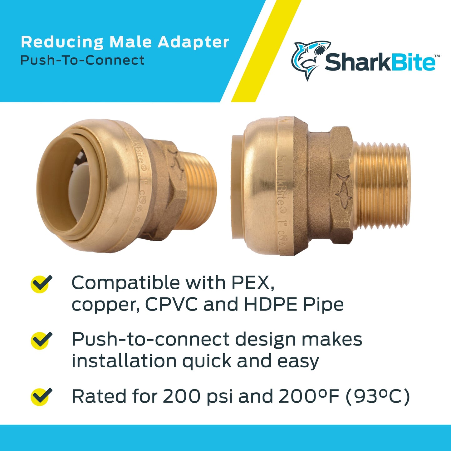 SharkBite U142LF Male 1x3/4" MNPT Adapter, 6pack, Push-to-Connect PEX CPVC PE-RT