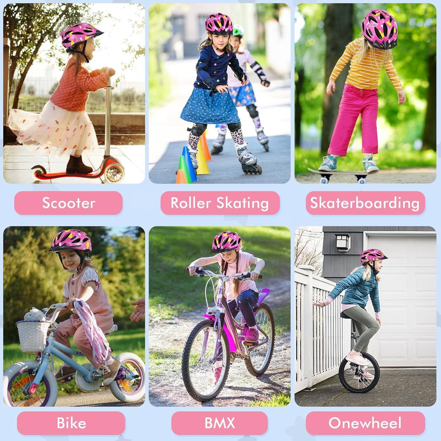 Adjustable Kids Bicycle Helmet with Heart Pattern