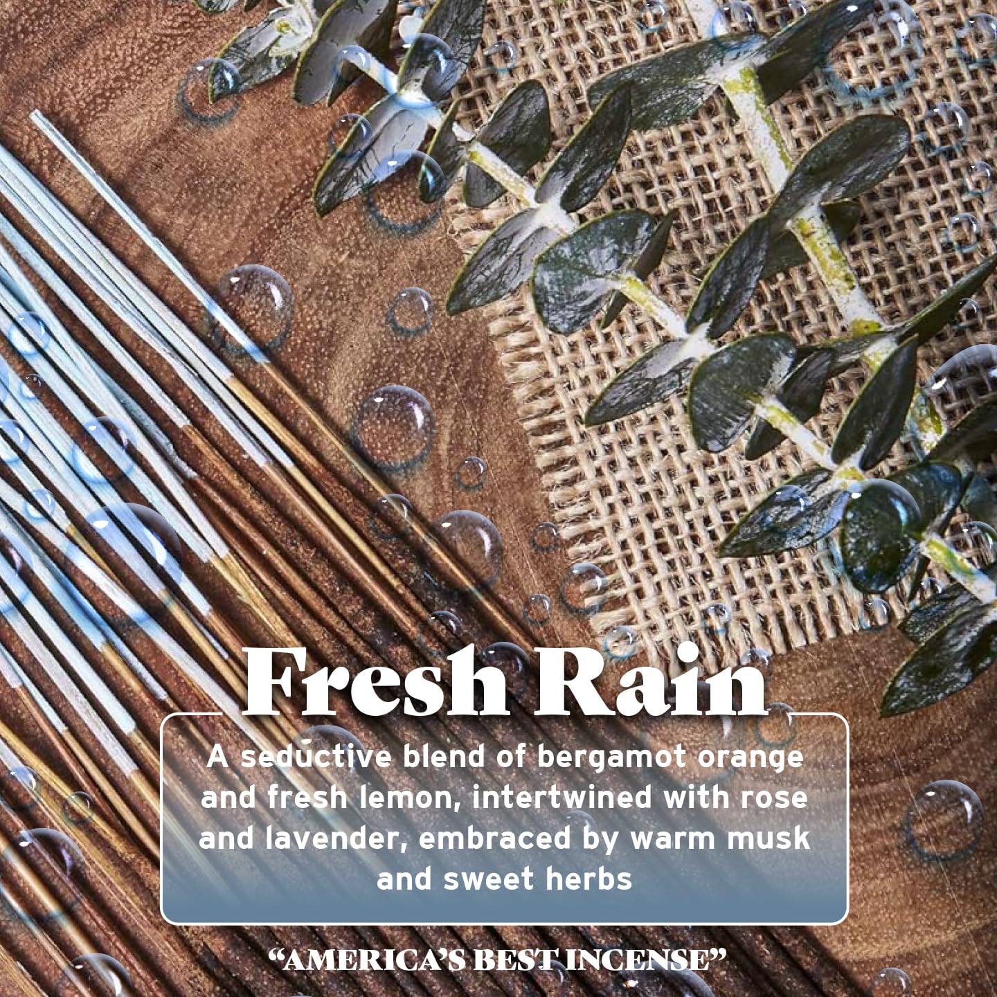 Incense Sticks - Fresh Rain Clean Crisp Fragrance W/Bergamot and Lavender - 100