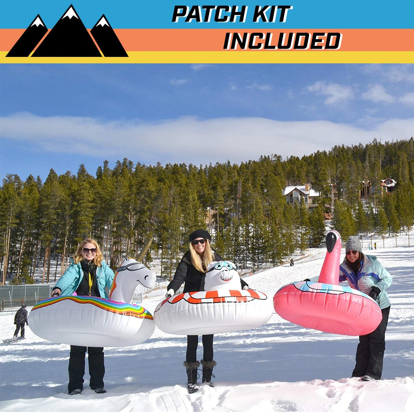 GoFloats Winter Snow Tube - Inflatable Sled for Kids and Adults - Unicorn