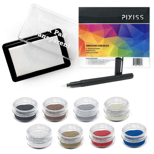 Embossing Kit, Powder, Clear Embossing Pen, Embossing Ink Pad, 8X 10ml